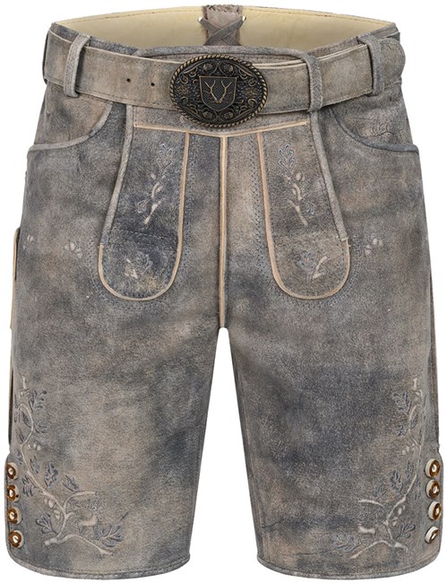 Berno Geitenleer Lederhose Grijs met Riem