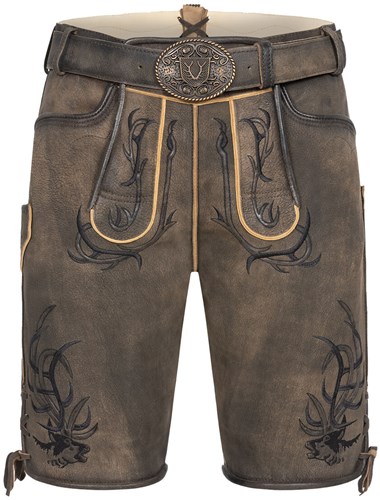 Nikas Lederhose Geitenleer Bruin met Riem