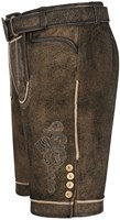 Geitenleer Lederhose Waris Bruin met Riem (rechter zijkant)