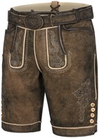 Geitenleer Lederhose Waris Bruin met Riem (rechts voor)