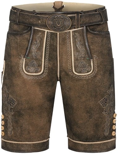 Lederhose Geitenleer Waris Bruin met Riem