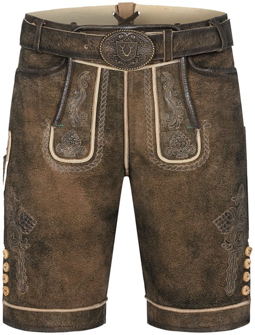 Geitenleer Lederhose Waris Bruin met Riem