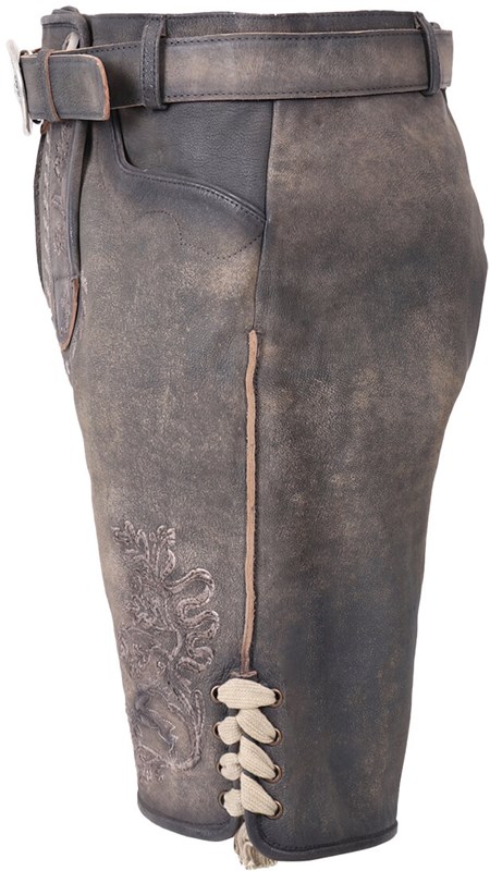 Geitenleer Lederhose Volker Grijs met Riem (links 2)