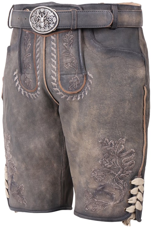 Geitenleer Lederhose Volker Grijs met Riem (links)