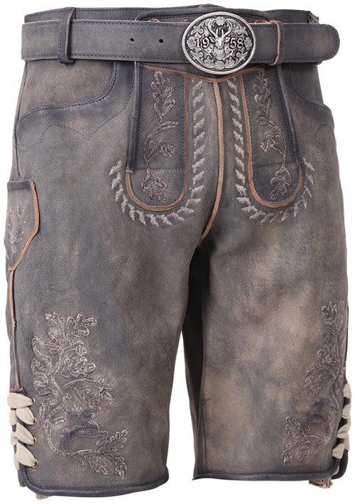 Geitenleer Lederhose Volker Grijs met Riem (rechts 2)
