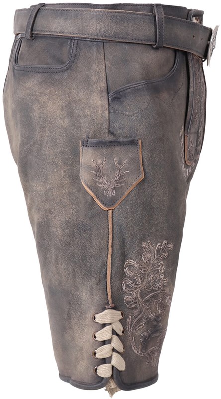 Geitenleer Lederhose Volker Grijs met Riem (rechts)