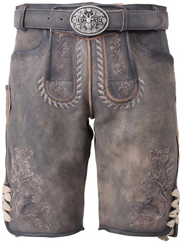 Lederhose Grijs Geitenleer Volker met Riem