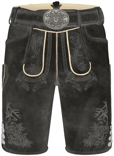 Kaui Geitenleer Lederhose Antraciet met Riem