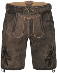 Bruine Lederhose Geitenleer Matze Met Riem