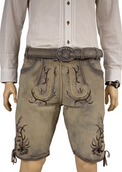 Nikas Lederhose Geitenleer Beige met Riem