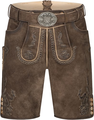 Geitenleren Lederhose Sean Bruin met Riem