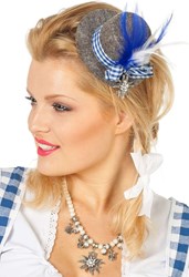 Tiroler Mini Hoedje Met Clip Grijs/Blauw
