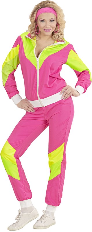 Jaren 80 Trainingspak Roze-Geel-Groen voor dames (2)