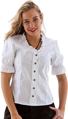 Witte Tiroler Dames Trachtenblouse (100% Katoen)