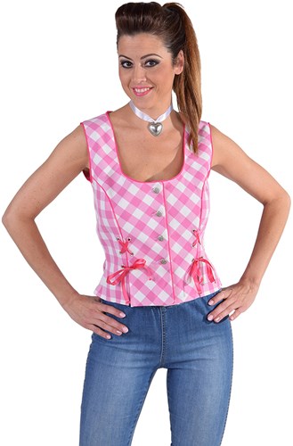 Roze/Witte Tiroler Mieder voor dames