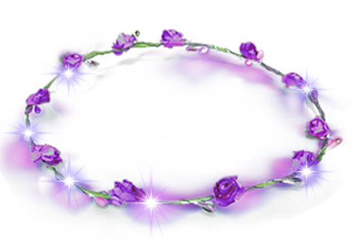 Haarband Bloemen Paars met LED-lampjes