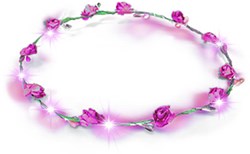 Haarband Bloemen Pink met LED-lampjes