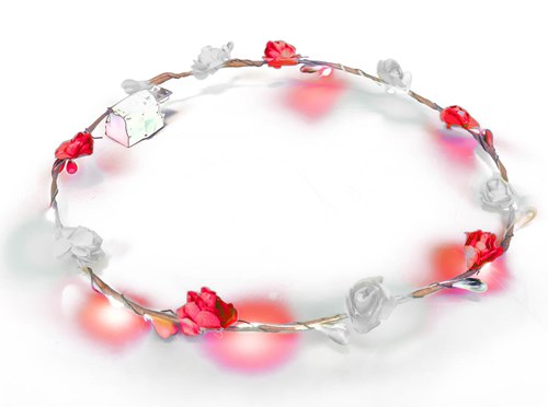  Haarband Bloemen Rood-Wit met LED-lampjes