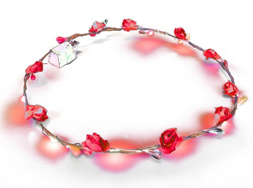 Haarband Bloemen Rood met LED-lampjes