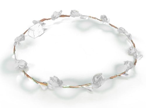 Haarband Bloemen Wit met LED-lampjes