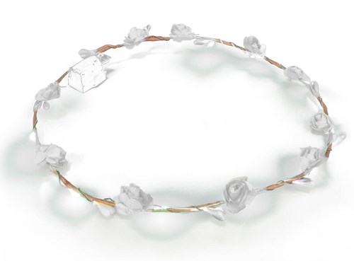 Haarband Bloemen Wit met LED-lampjes
