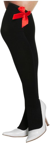 Zwarte Overknee Kousen met Rode Strik