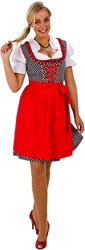 Luxe Dirndl Jurk Zwart/Wit Gestipt 60cm 3dlg.