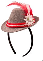 Grijs/Rood Tiroler Diadeem Hoedje 