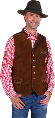 Tiroler Trachten Gilet/Vest Leer Donkerbruin