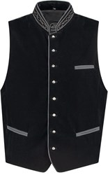 Trachten Tiroler Vest Zwart (Polyesther Fluweel) 