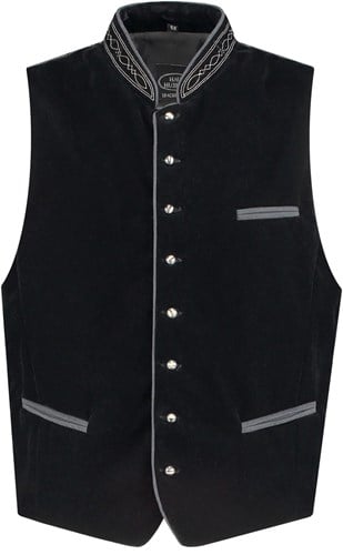 Trachten Tiroler Vest Zwart (Polyesther Fluweel) 