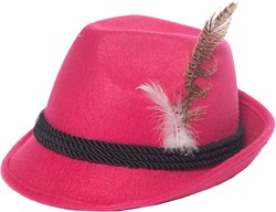 Tiroler Dameshoed Pink (met veer)
