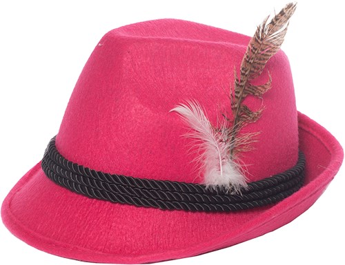 Tiroler Dameshoed Pink (met veer)