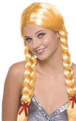 Blonde Pruik Heidi met Vlechten