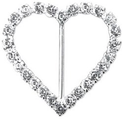 Gesp Sjaal Strass Hart Zilver - 2st