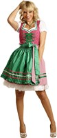 Dames Dirndl Diana Luxe Pink/Groen (50cm) 