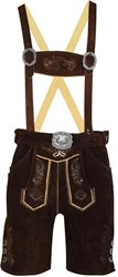 Lederhose met Riem + Bretels Kort Donkerbruin (Rund)