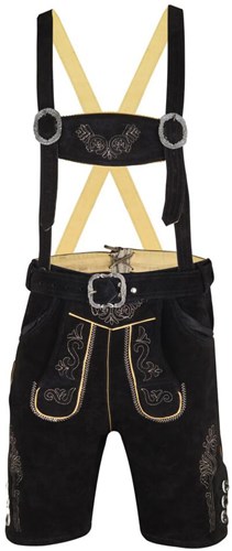 Korte Lederhose Zwart met Riem (Rund)