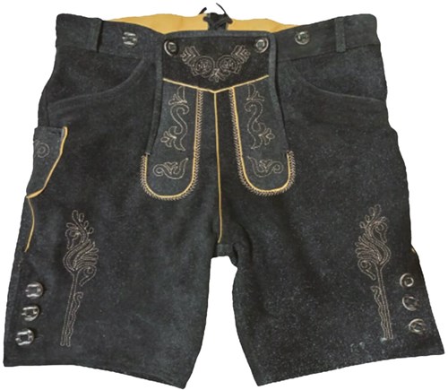 Lederhose met Riem + Bretels Kort Antraciet (Rund)