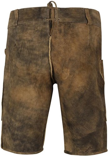 Lederhose Geitenleer Kort Florian met Riem + Bretels (achterkant)