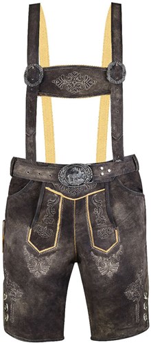 Korte Lederhose Geitenleer Jürgen met Riem + Bretels