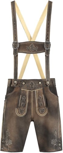 Lederhose Kort Luxe Antiek Grijs Heren (rundleer)