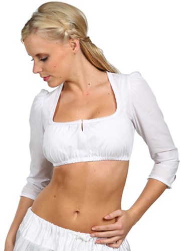 Witte Dirndl Blouse Gaby met 3/4 Mouw