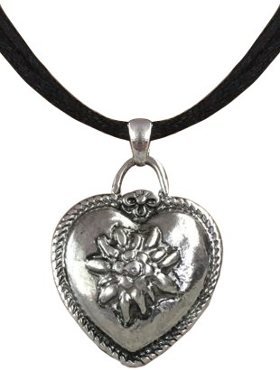 Trachten Ketting Hartje Edelweiss (zilver)