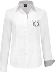 Luxe Trachtenblouse Grijs/Wit voor dames