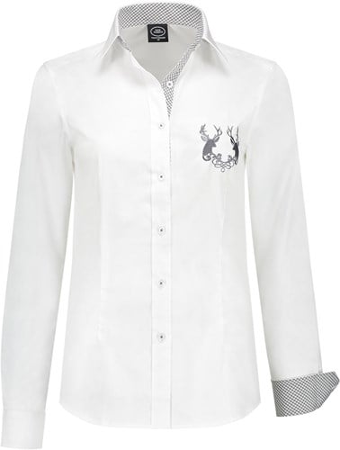 Luxe Trachtenblouse Grijs/Wit voor dames