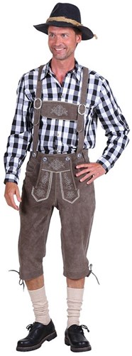 Kniebund Grijs Lederhose (rundleer) 