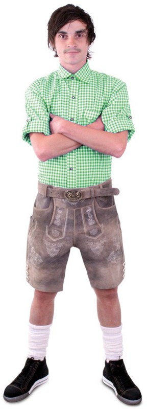 Korte Heren Lederhose Runderleer Antiek Bruin