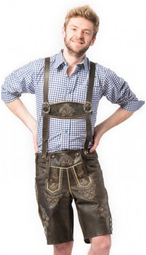 Lederhose Kort Retro Zwart Heren (Wildleer)  