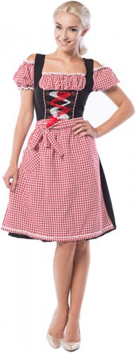 Lange Dirndl Anne-Ruth voor dames (Rood - Zwart)